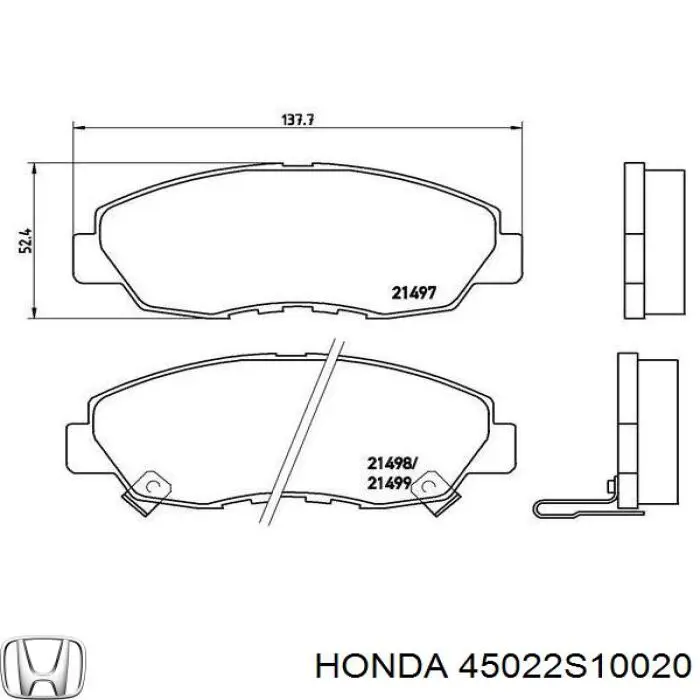 Купити 45022S10020 Honda Колодки гальмівні передні, дискові