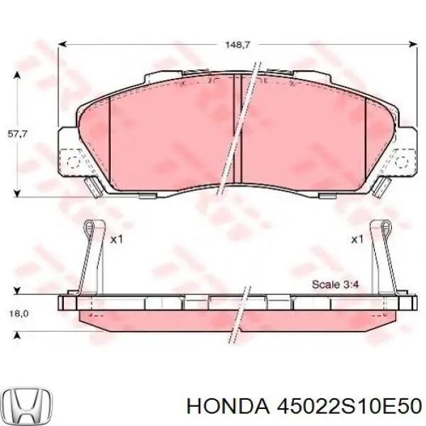 45022S10E50 Honda Передні гальмівні колодки