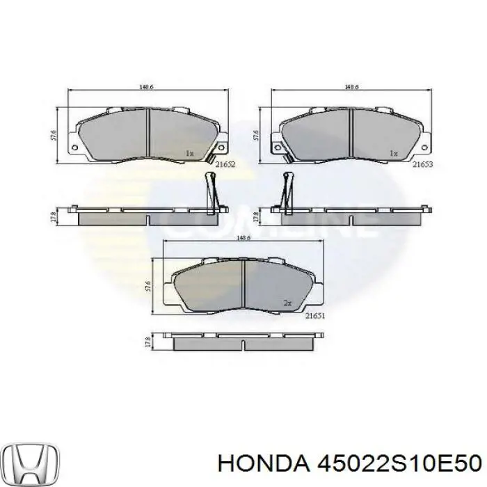 45022S10E50 Honda колодки гальмівні передні, дискові