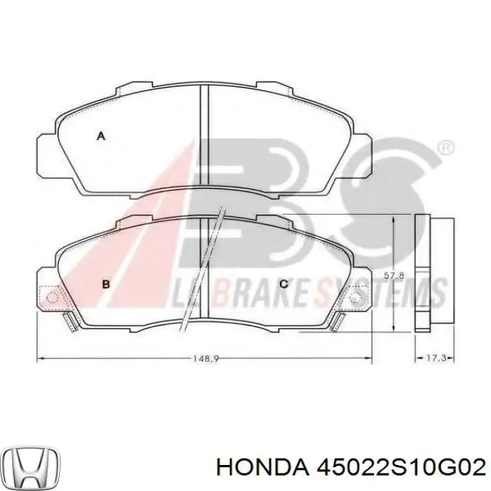 45022S10G02 Honda колодки гальмівні передні, дискові