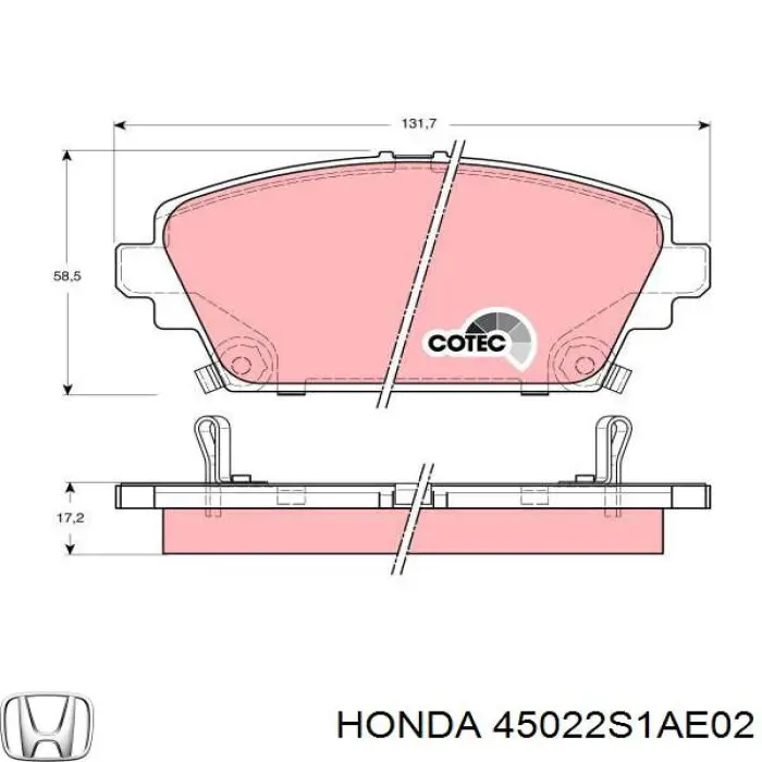 Гальмівні колодки Honda 45022S1AE02 ціна, від 22.80 USD