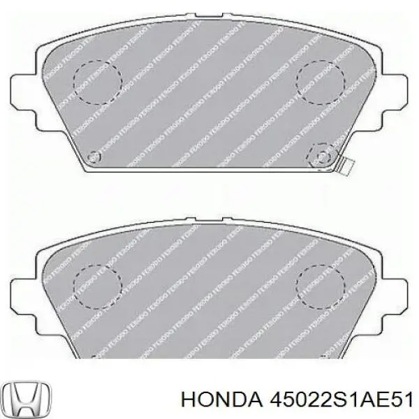 Колодки гальмівні передні, дискові 45022S1AE51 Honda