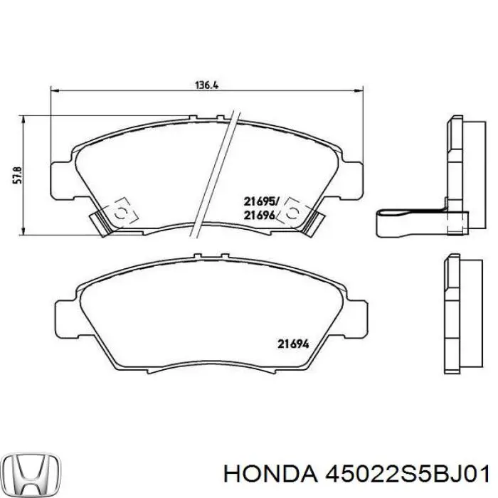 Гальмівні колодки Honda 45022S5BJ01 ціна, від 19.07 USD