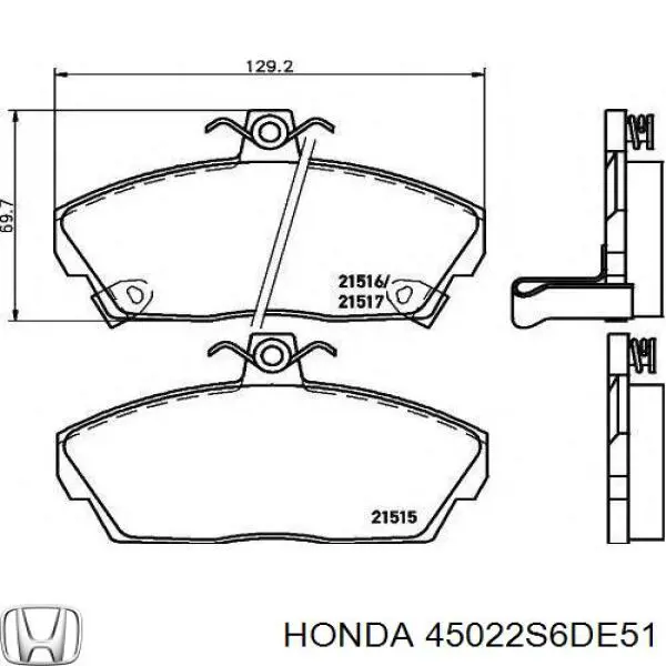 Гальмівні колодки Honda 45022S6DE51 ціна, від 21.51 USD