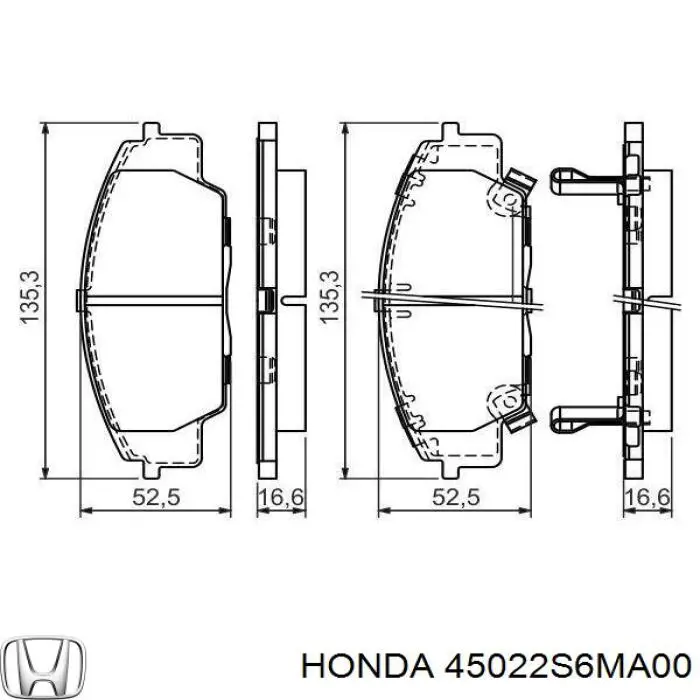 Купити 45022S6MA00 Honda Колодки гальмівні передні, дискові