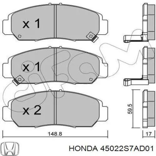 Гальмівні колодки Honda 45022S7AD01 ціна, від 21.74 USD