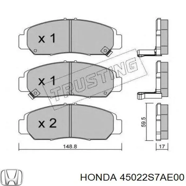 Гальмівні колодки Honda 45022S7AE00 ціна, від 22.53 USD