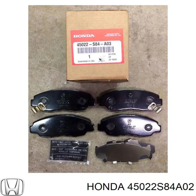 45022S84A02 Honda колодки гальмівні передні, дискові
