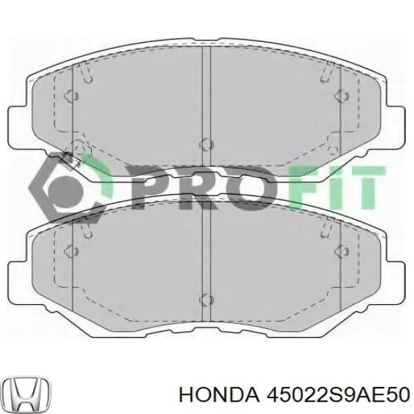 Колодки гальмівні передні, дискові 45022S9AE50 Honda