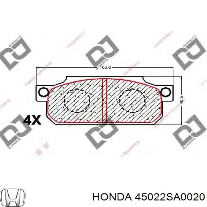 Колодки гальмівні передні, дискові 45022SA0020 Honda