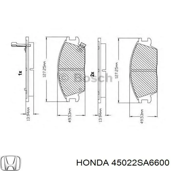 Тормозні колодки Honda 45022SA6600