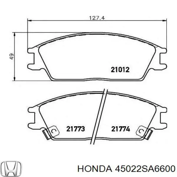 Купити 45022SA6600 Honda Колодки гальмівні передні, дискові