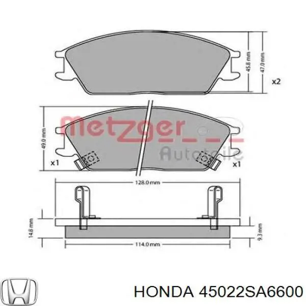 Гальмівні колодки Honda 45022SA6600 ціна, від 15.10 USD