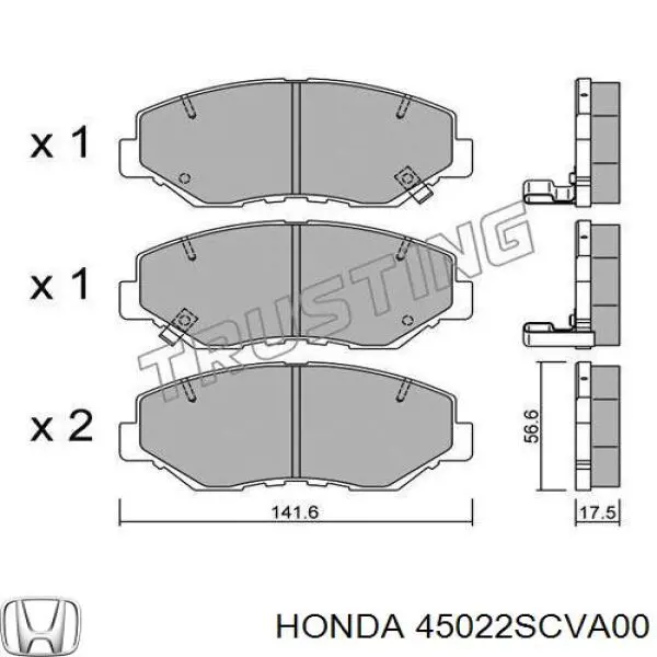 Колодки гальмівні передні, дискові 45022SCVA00 Honda