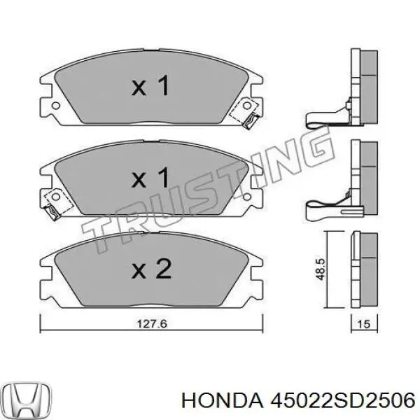 45022SD2506 Honda колодки гальмівні передні, дискові