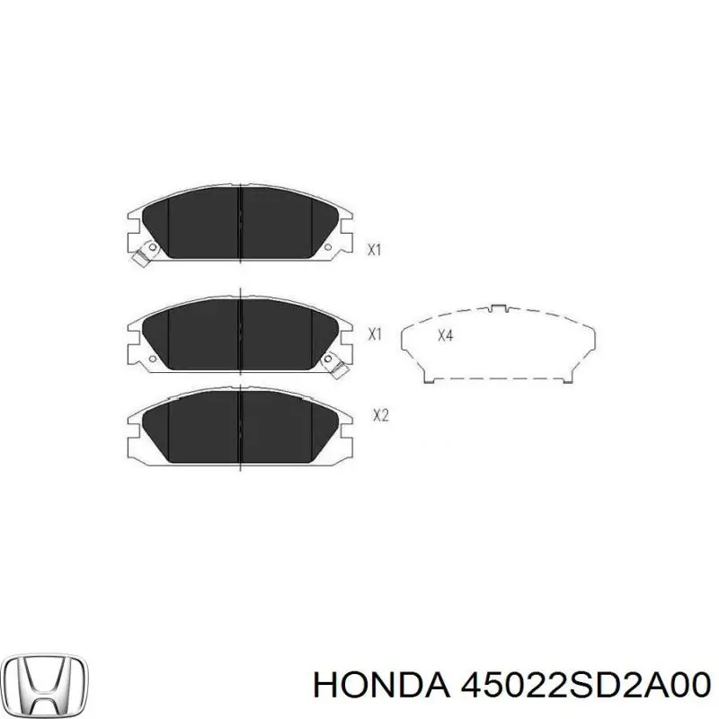 Колодки гальмівні передні, дискові 45022SD2A00 Honda