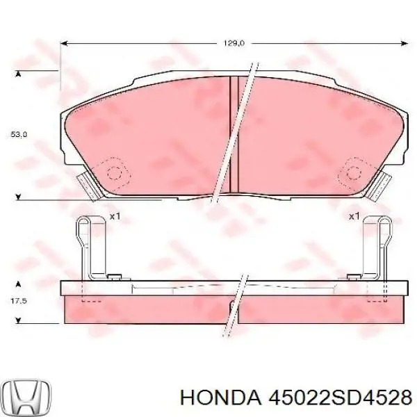 Купити 45022SD4528 Honda Колодки гальмівні передні, дискові