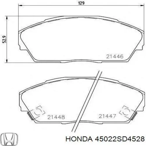 Гальмівні колодки Honda 45022SD4528 ціна, від 16.00 USD