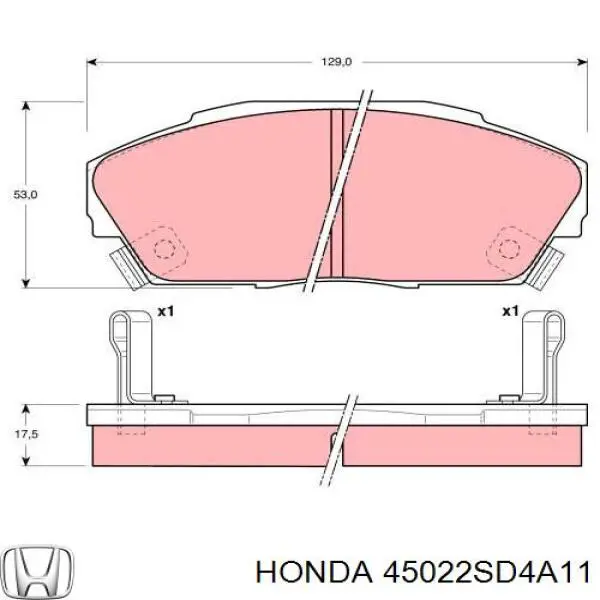 45022SD4A11 Honda колодки гальмівні передні, дискові