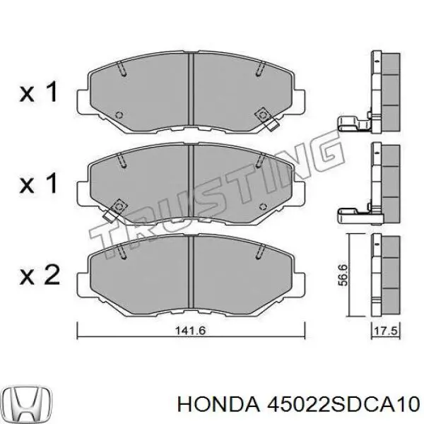 Купити 45022SDCA10 Honda Колодки гальмівні передні, дискові
