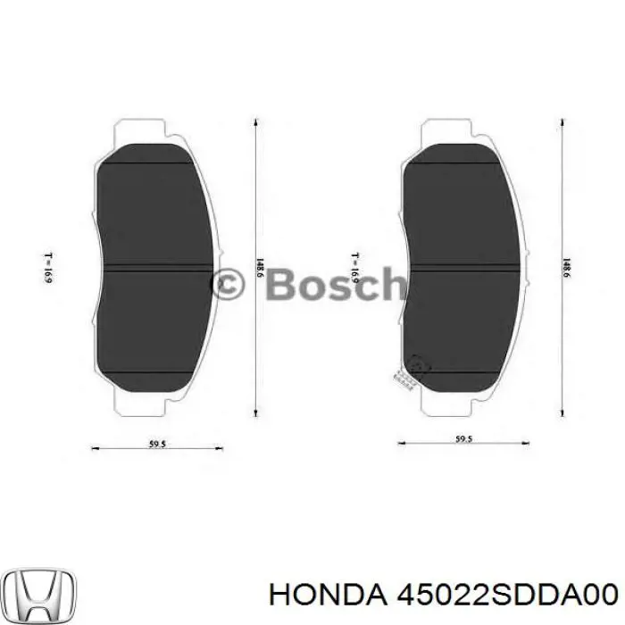 45022SDDA00 Honda колодки гальмівні передні, дискові