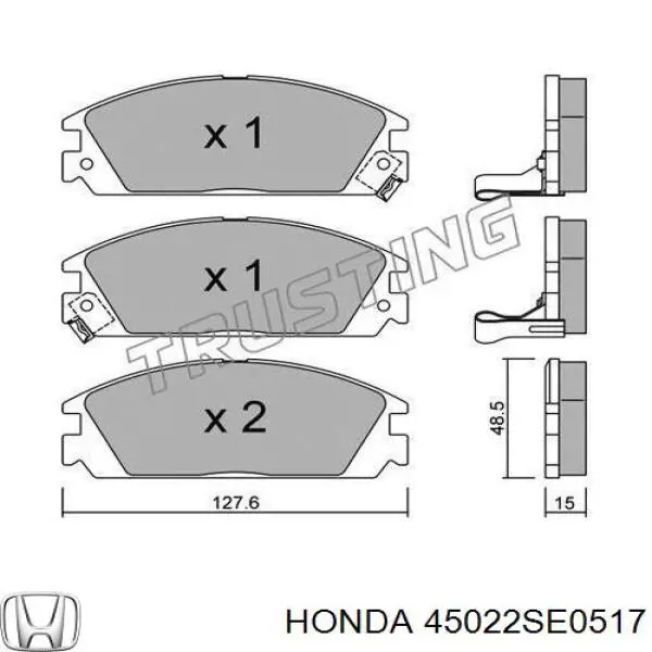 45022SE0517 Honda колодки гальмівні передні, дискові