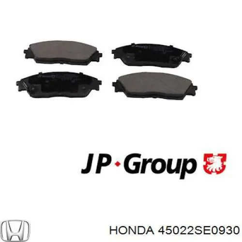 45022SE0930 Honda колодки гальмівні передні, дискові