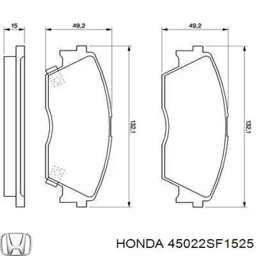 Передні тормозні колодки 45022SF1525 Honda