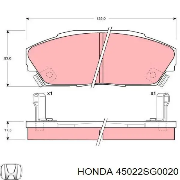 45022SG0020 Honda колодки гальмівні передні, дискові