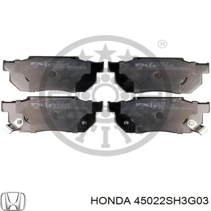 Купити 45022SH3G03 Honda Колодки гальмівні передні, дискові