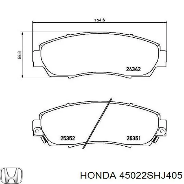 45022SHJ405 Honda колодки гальмівні передні, дискові