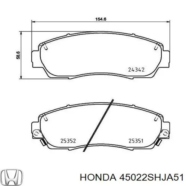 45022SHJA51 Honda колодки гальмівні передні, дискові