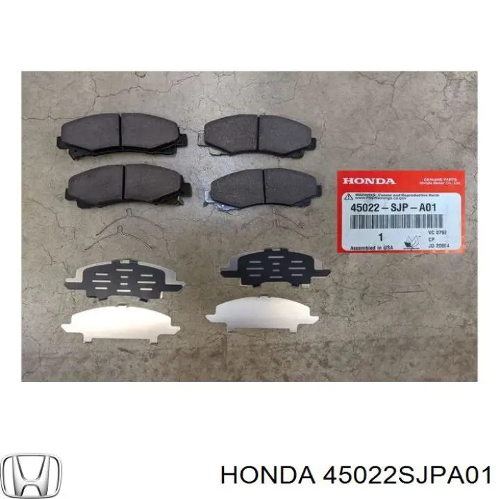 45022SJPA01 Honda колодки гальмівні передні, дискові