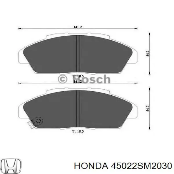 45022SM2030 Honda колодки гальмівні передні, дискові