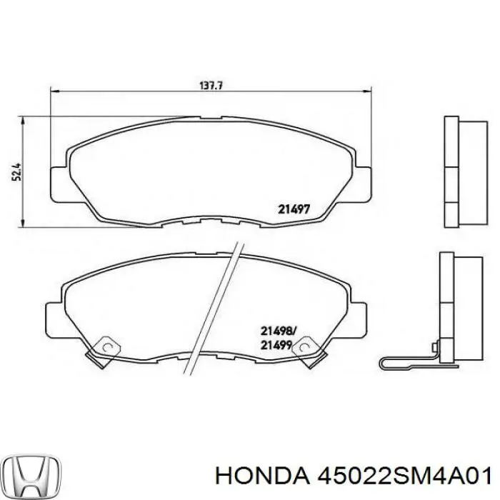 Колодки гальмівні передні, дискові 45022SM4A01 Honda