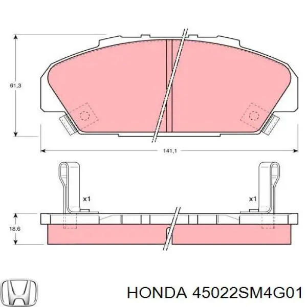 Купити 45022SM4G01 Honda Колодки гальмівні передні, дискові
