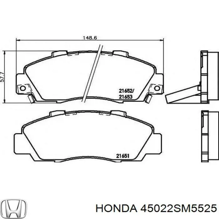 45022SM5525 Honda колодки гальмівні передні, дискові