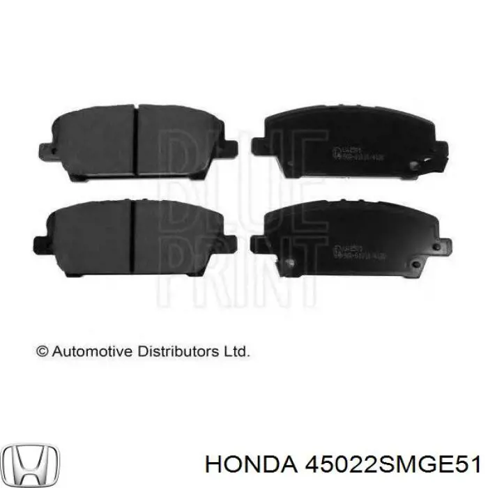 45022SMGE51 Honda колодки гальмівні передні, дискові