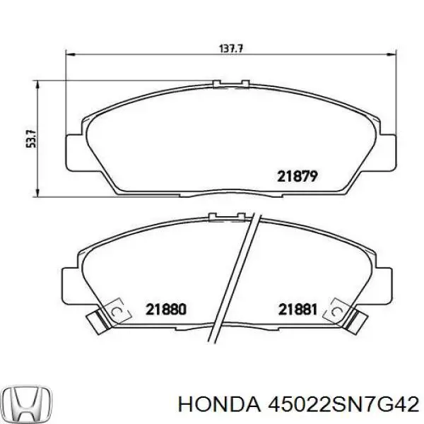 Гальмівні колодки Honda 45022SN7G42 ціна, від 18.03 USD