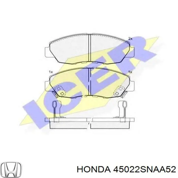 Купити 45022SNAA52 Honda Колодки гальмівні передні, дискові