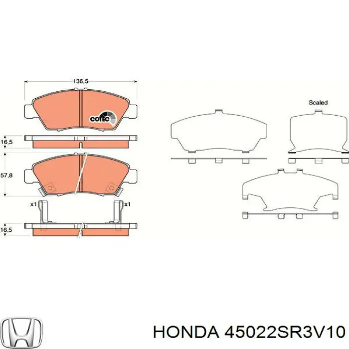 Гальмівні колодки Honda 45022SR3V10 ціна, від 16.45 USD