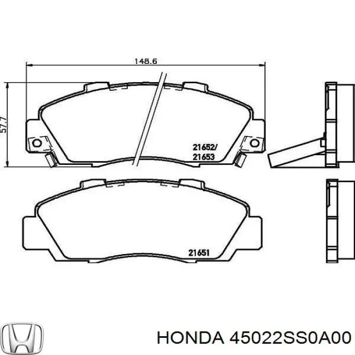 45022SS0A00 Honda колодки гальмівні передні, дискові
