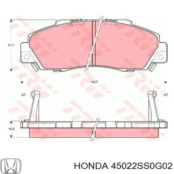 Передні тормозні колодки 45022SS0G02 Honda