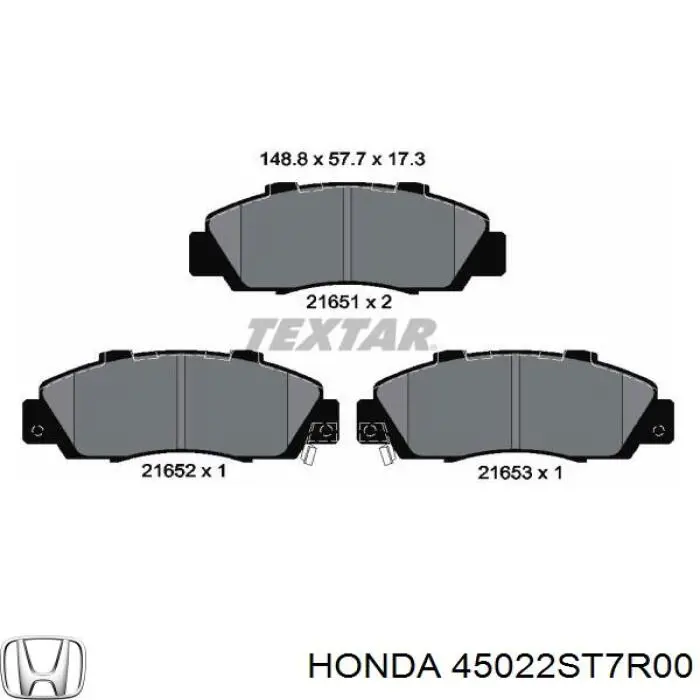 45022ST7R00 Honda колодки гальмівні передні, дискові
