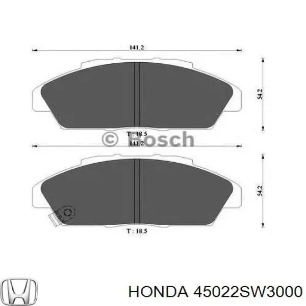 45022SW3000 Honda колодки гальмівні передні, дискові