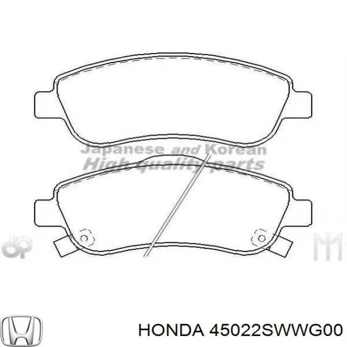 45022SWWG00 Honda колодки гальмівні передні, дискові