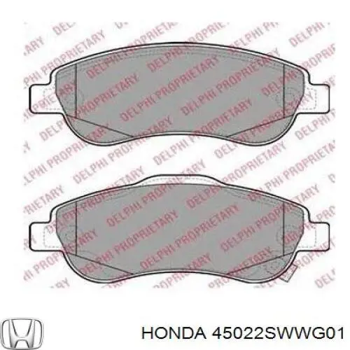 45022SWWG01 Honda колодки гальмівні передні, дискові