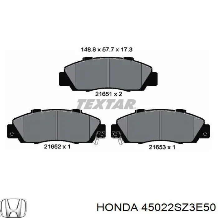 Купити 45022SZ3E50 Honda Колодки гальмівні передні, дискові