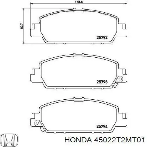 45022T2MT01 Honda Передні гальмівні колодки