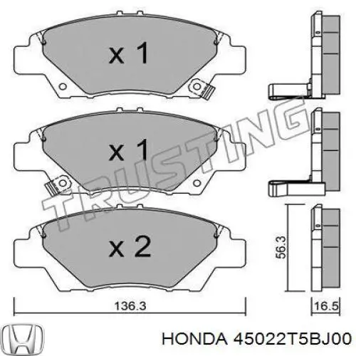 45022T5BJ00 Honda Передні гальмівні колодки